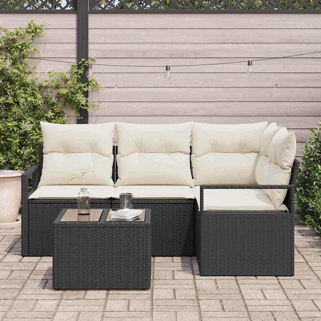 Garten-Sofa-Set mit Kissen mit Speicher 5 pcs Braun und Creme